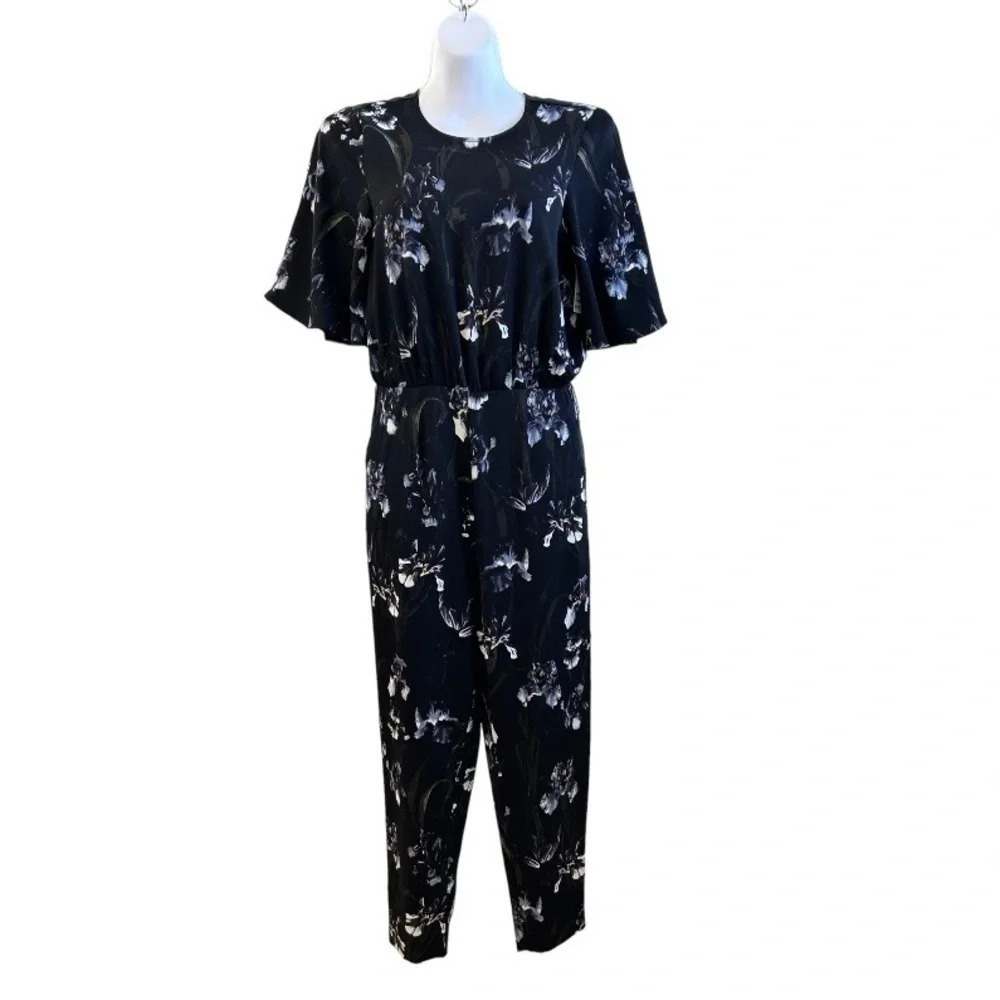 NWT H&M Women's Black Floral One-Piece Romper Size 6